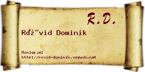 Rövid Dominik névjegykártya
